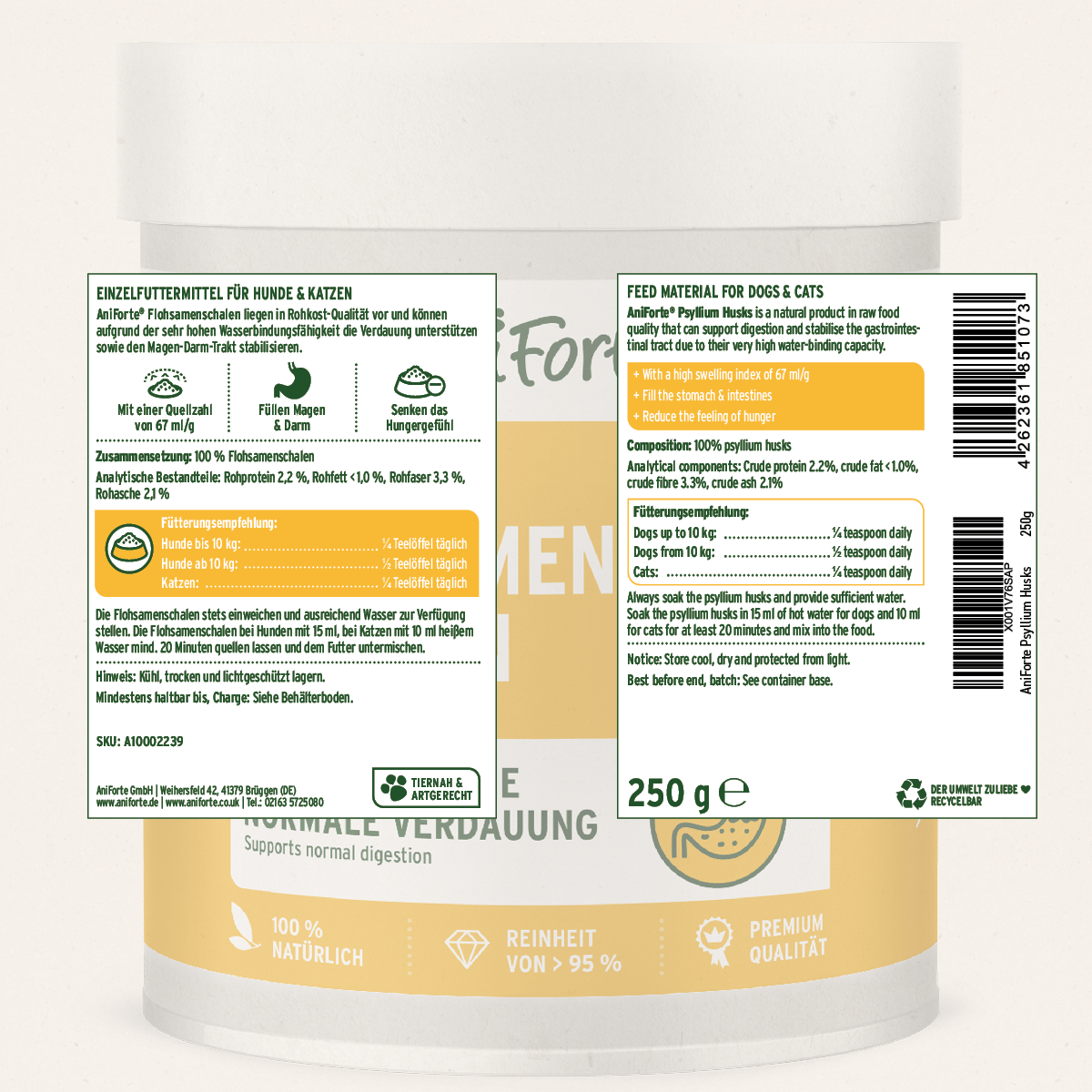 AniForte® Psyllium Husks for Dogs & Cats 250g