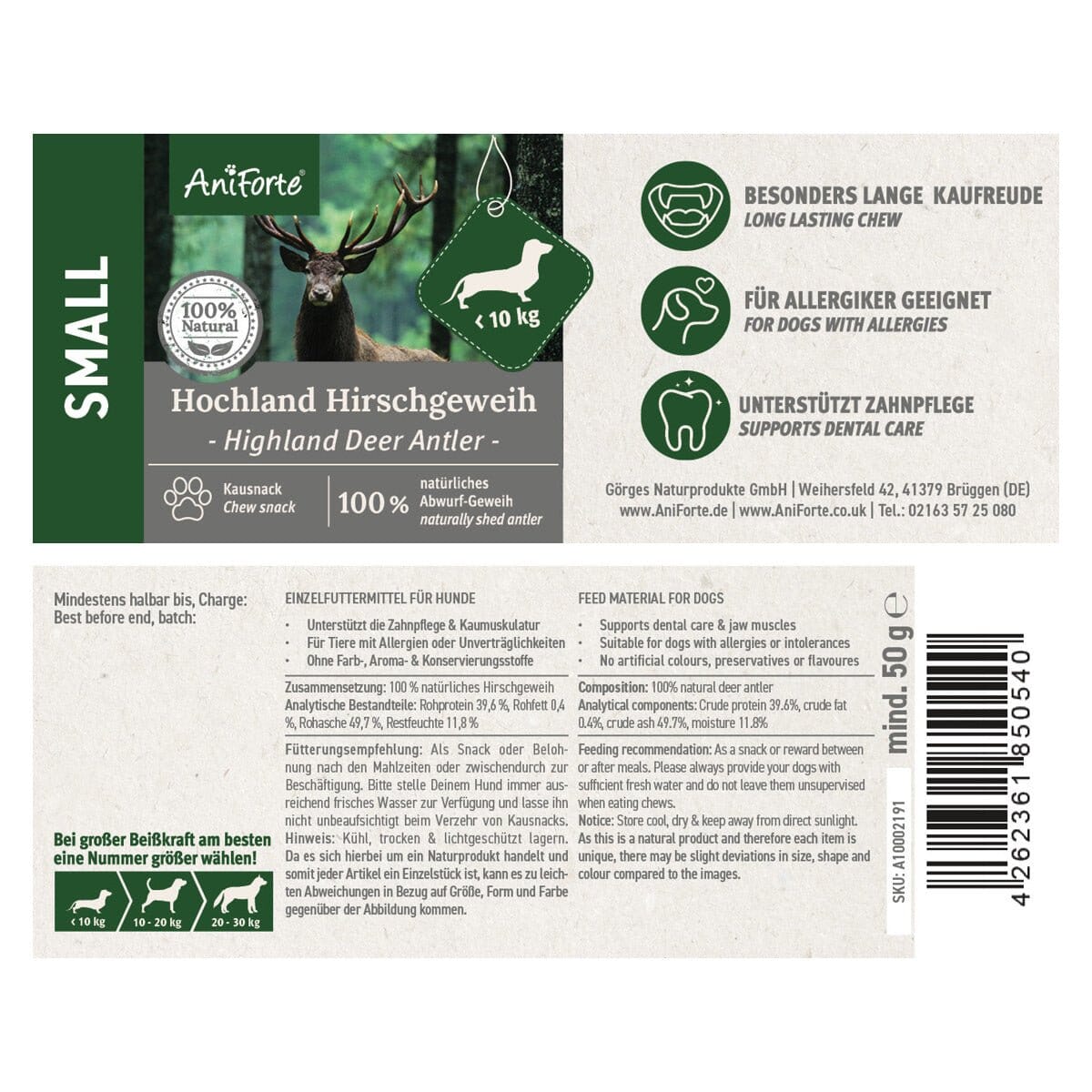 AniForte® Deer Antler - Natural Dental Chew for Dogs - AniForte UK