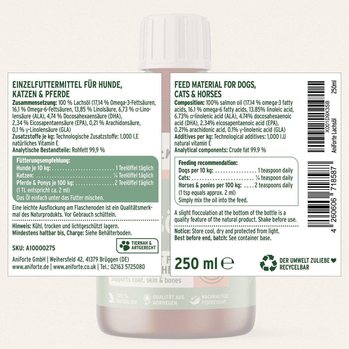 AniForte® Salmon Oil - For Dogs, Cats and Horses - AniForte UK