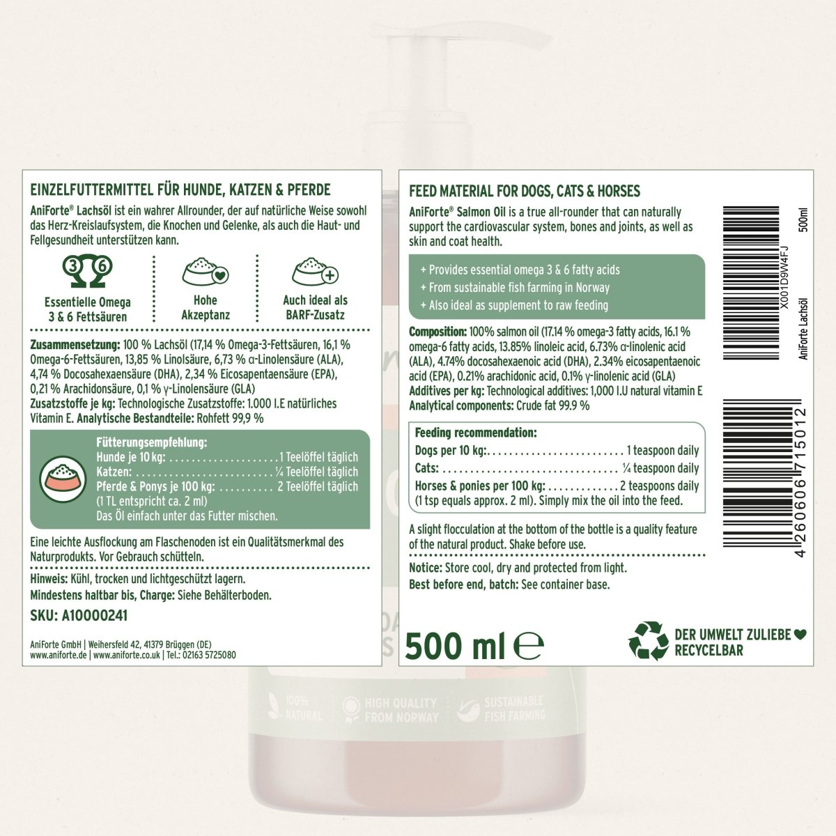 AniForte® Salmon Oil - For Dogs, Cats and Horses - AniForte UK