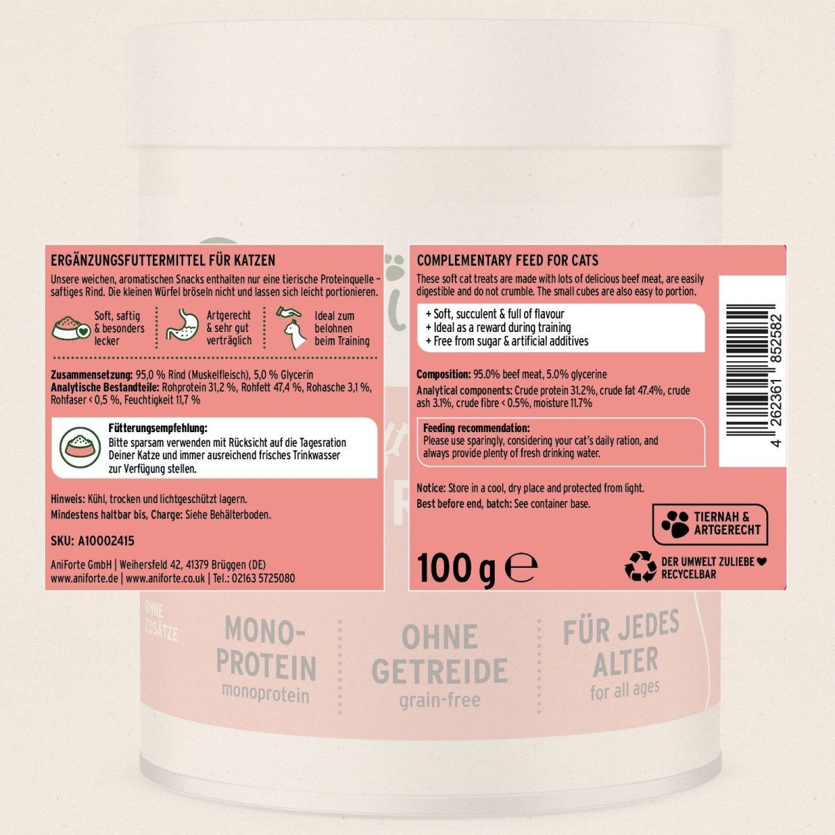 AniForte® Soft Snacks Beef 100g - AniForte UK