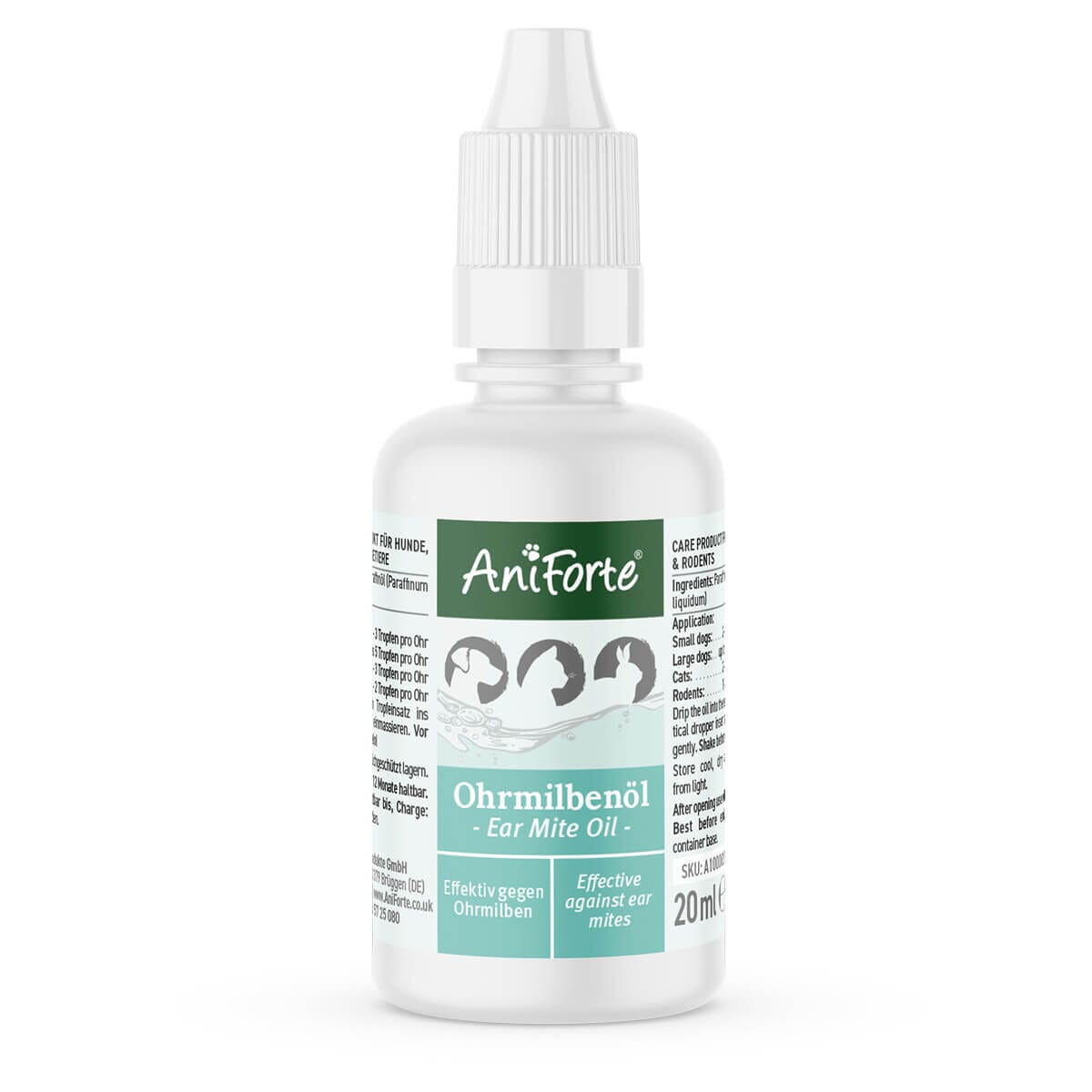 Ear Mite Treatment Oil Drops - available in 2 sizes - AniForte UK