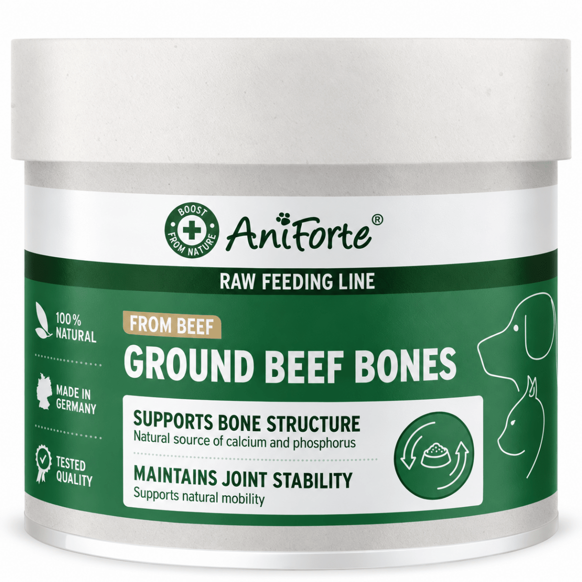 Ground Beef Bones - Natural Calcium Supplement for Dogs & Cats - AniForte UK
