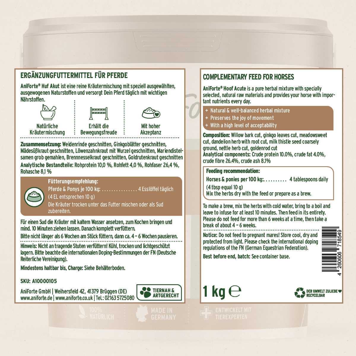 Hoof Acute Supplement for Horses 1kg - AniForte UK