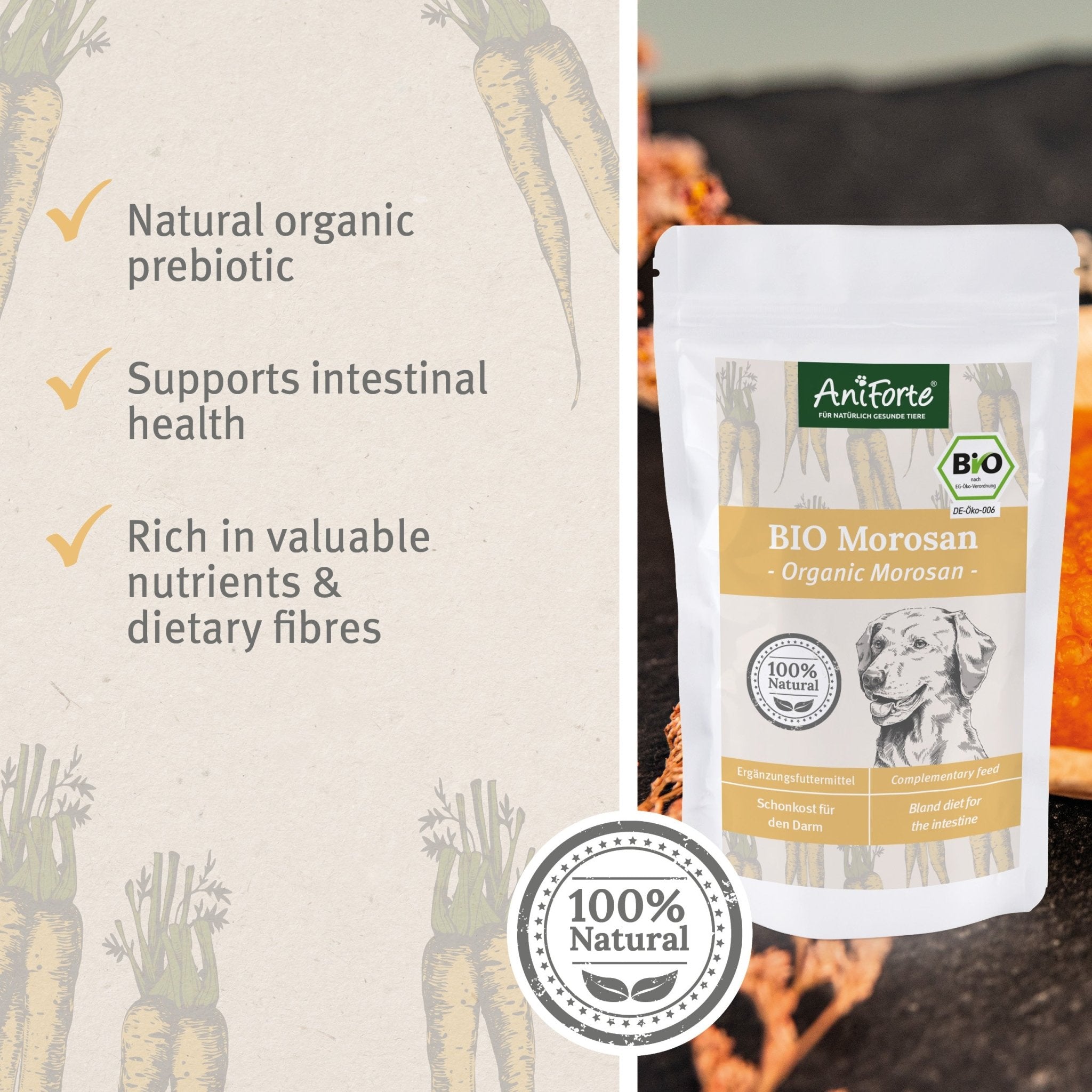 Organic Morosan for Dogs 6x100g - Prebiotic Dietary Supplement - AniForte UK