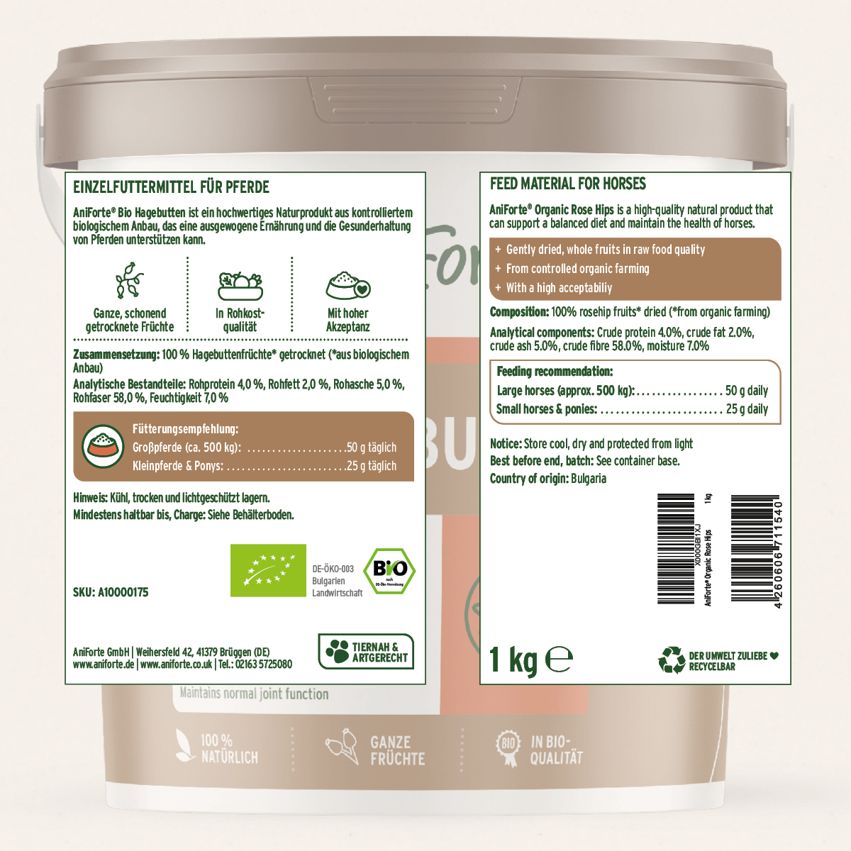 Organic Rose Hips For Horses 1kg - AniForte UK