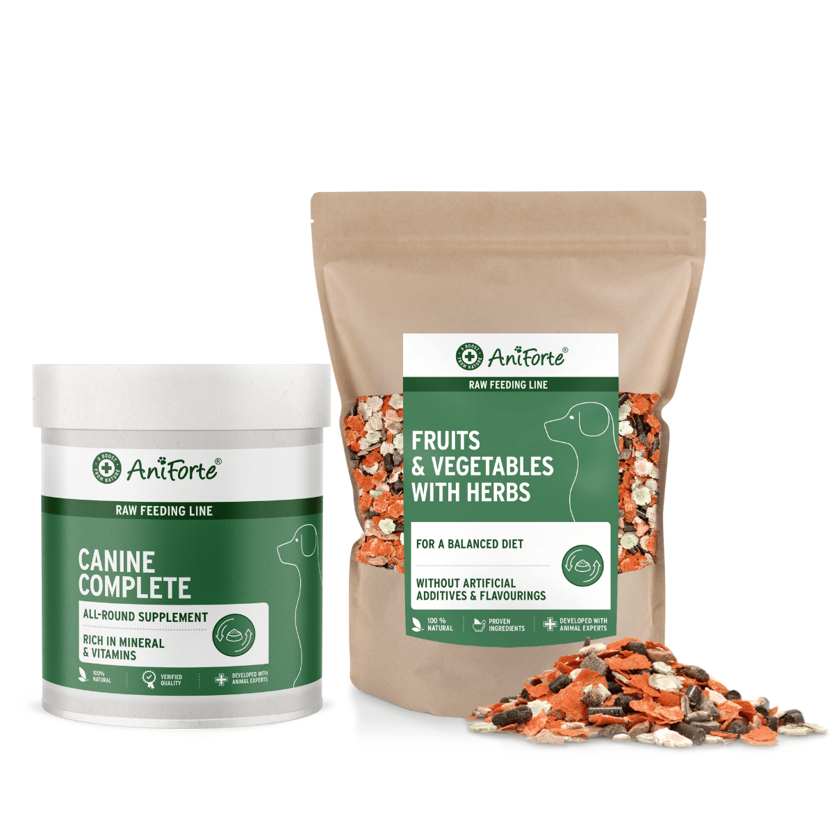 Raw Feeders Essentials Bundle - Canine Complete and Fruit and Vegetables with Herbs - AniForte UK