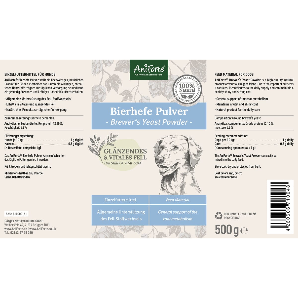 SALE AniForte Brewer's Yeast 500g 31/12 - AniForte UK