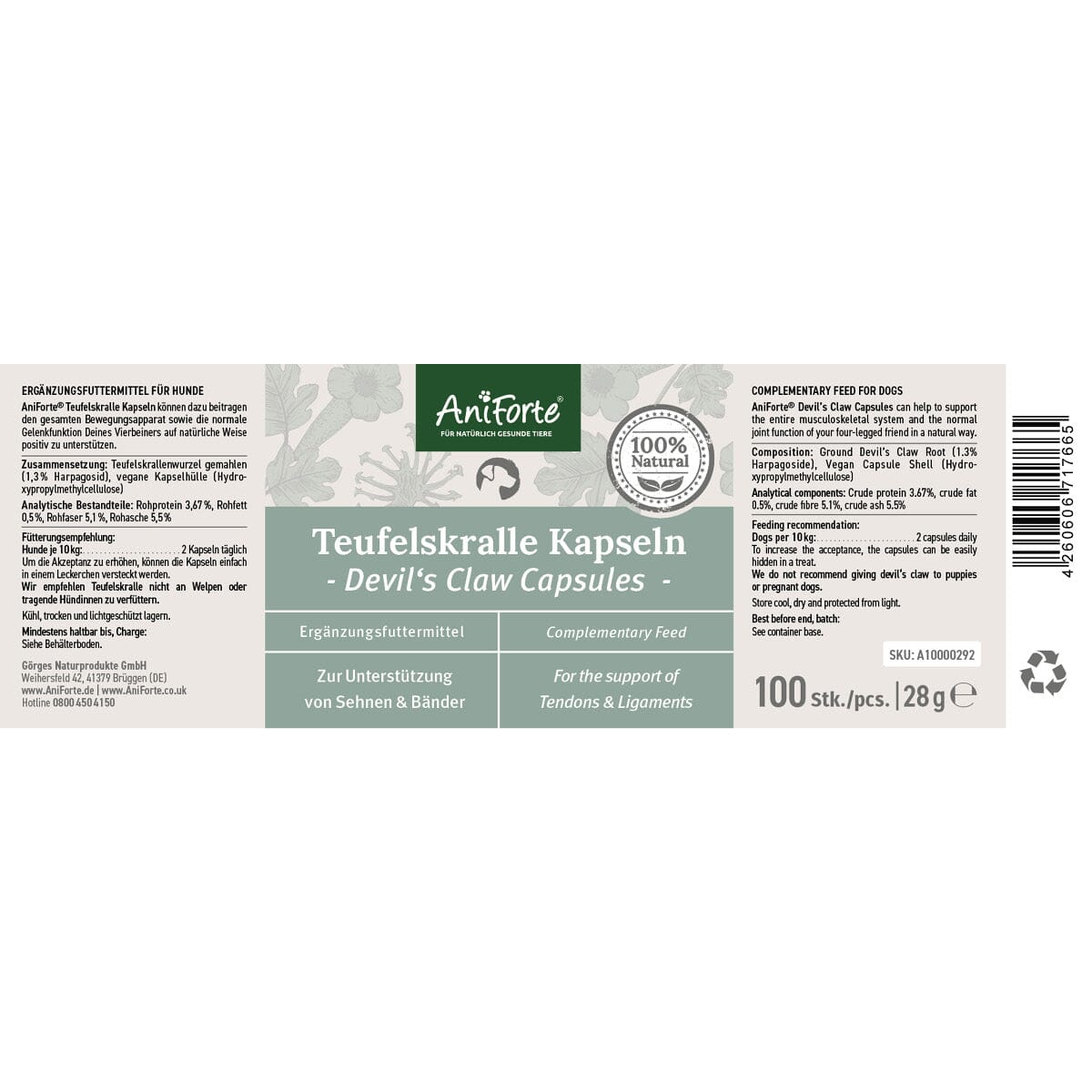 SALE - Devil’s Claw Root 100 Capsules - AniForte UK