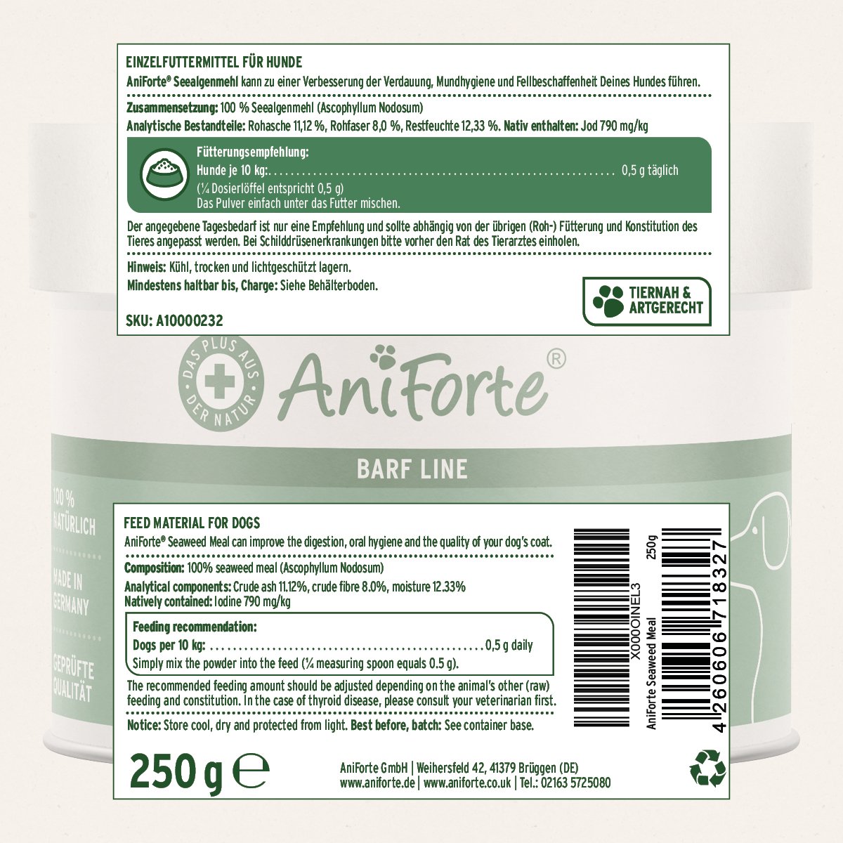 Seaweed Powder for Dogs - 250g - AniForte UK