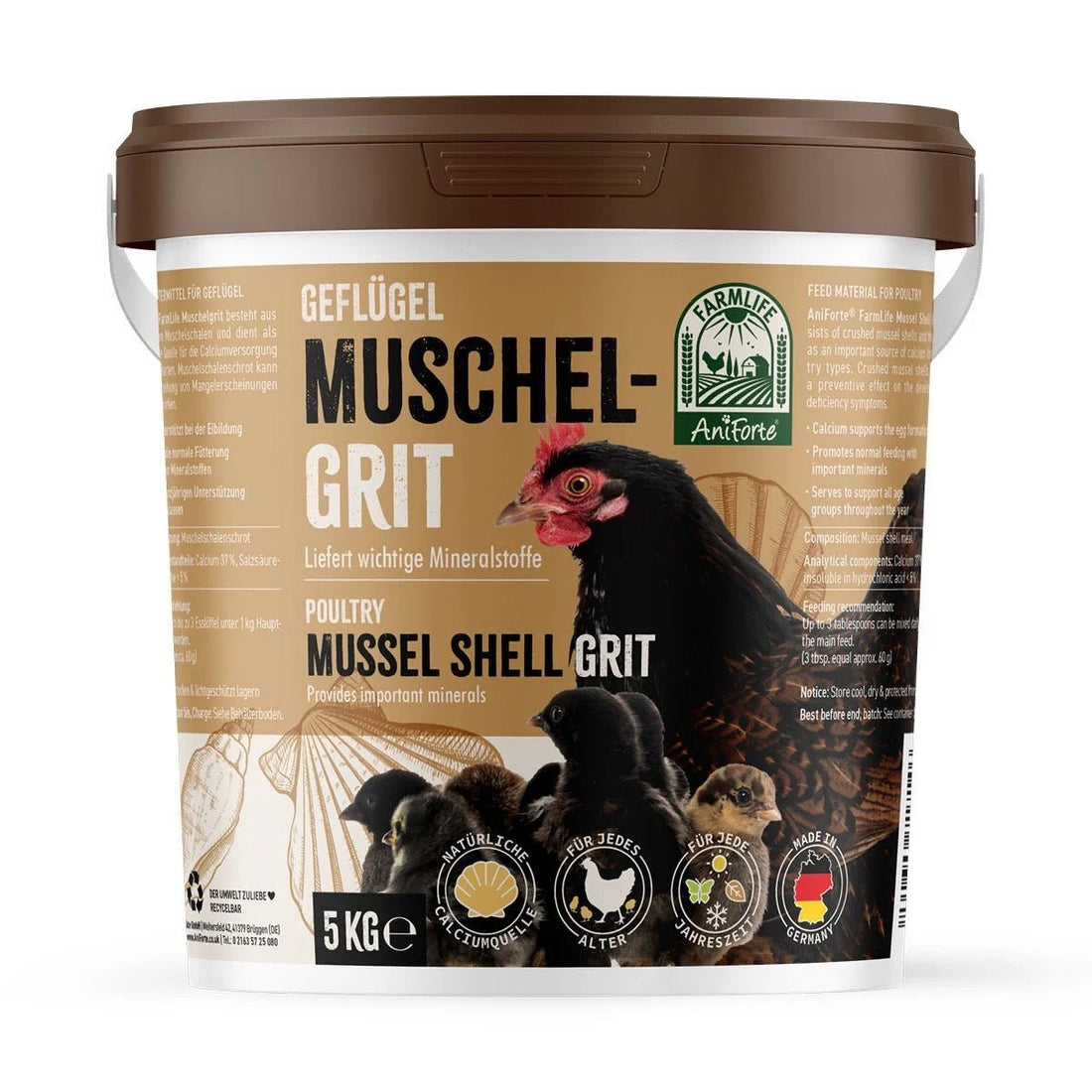 FarmLife Mussel Shell Grit 5kg - For Poultry