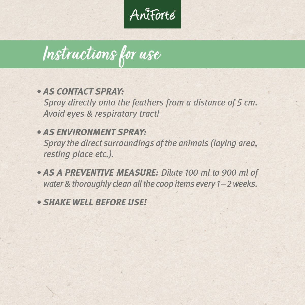 AniForte Mite-STOP Spray for Chickens - AniForte UK