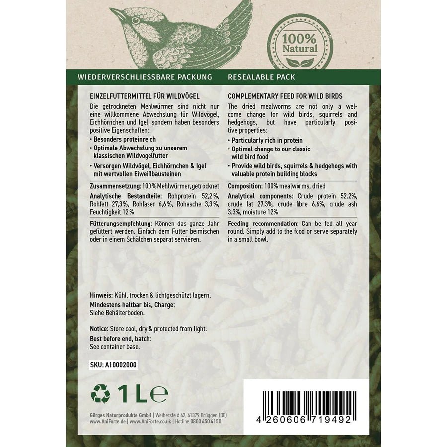 Dried Meal Worms 160g (1l) - AniForte UK