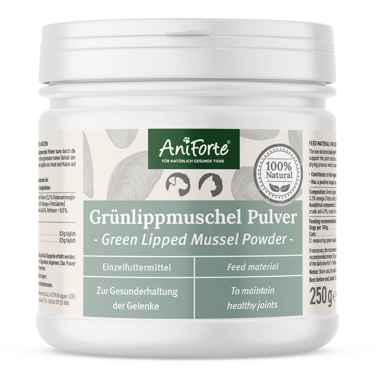 Green Lipped Mussel Powder for Dogs and Cats - Joint Support Supplement - AniForte UK