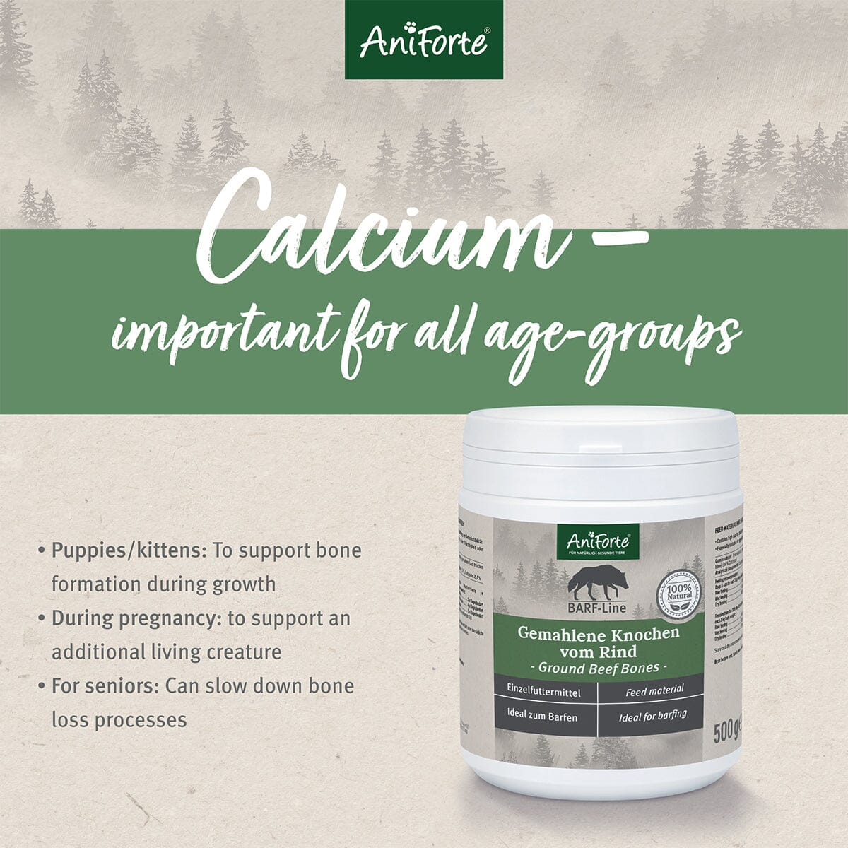 Ground Beef Bones - Natural Calcium Supplement for Dogs & Cats - AniForte UK