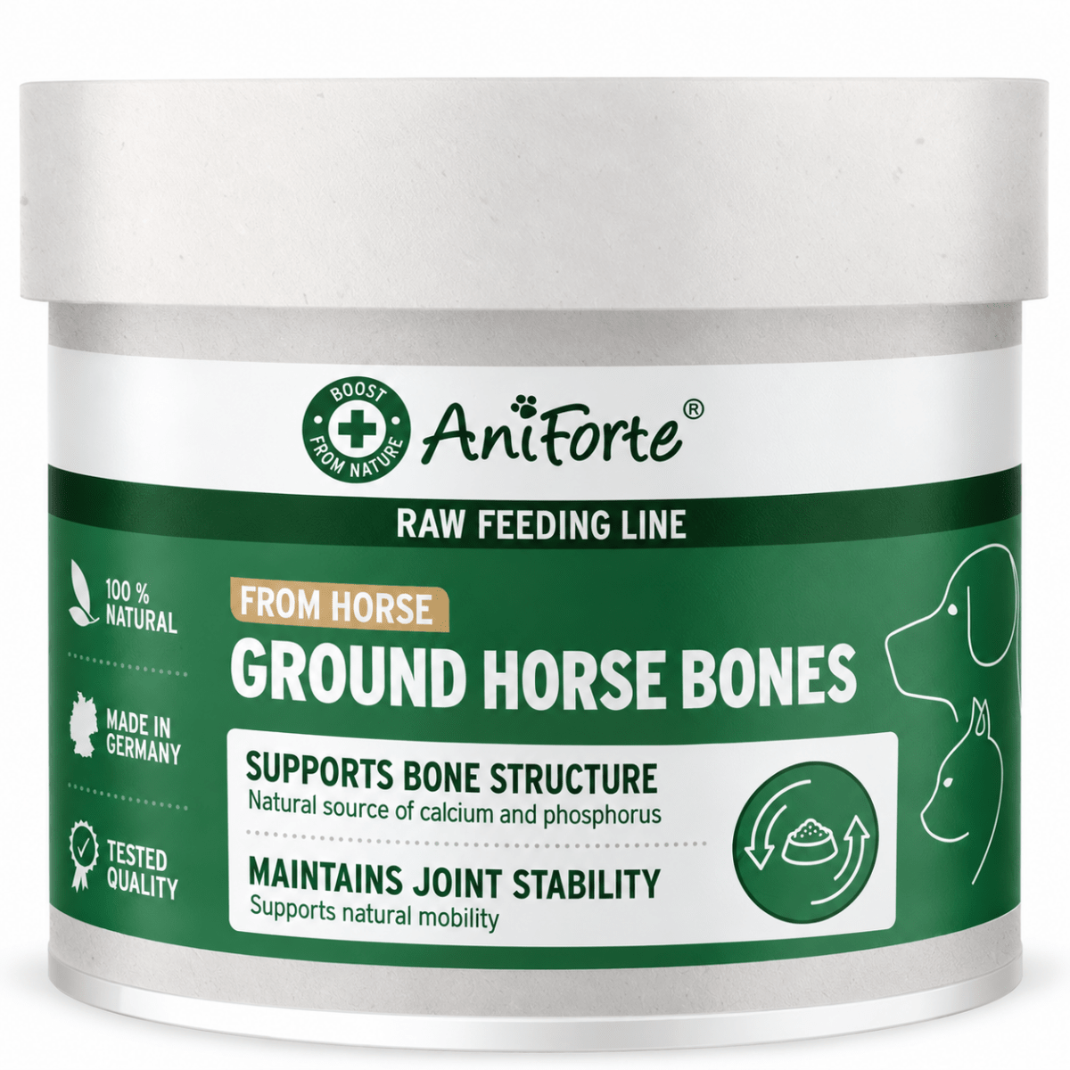 Ground Horse Bones - Natural Calcium Supplement for Dogs & Cats - AniForte UK