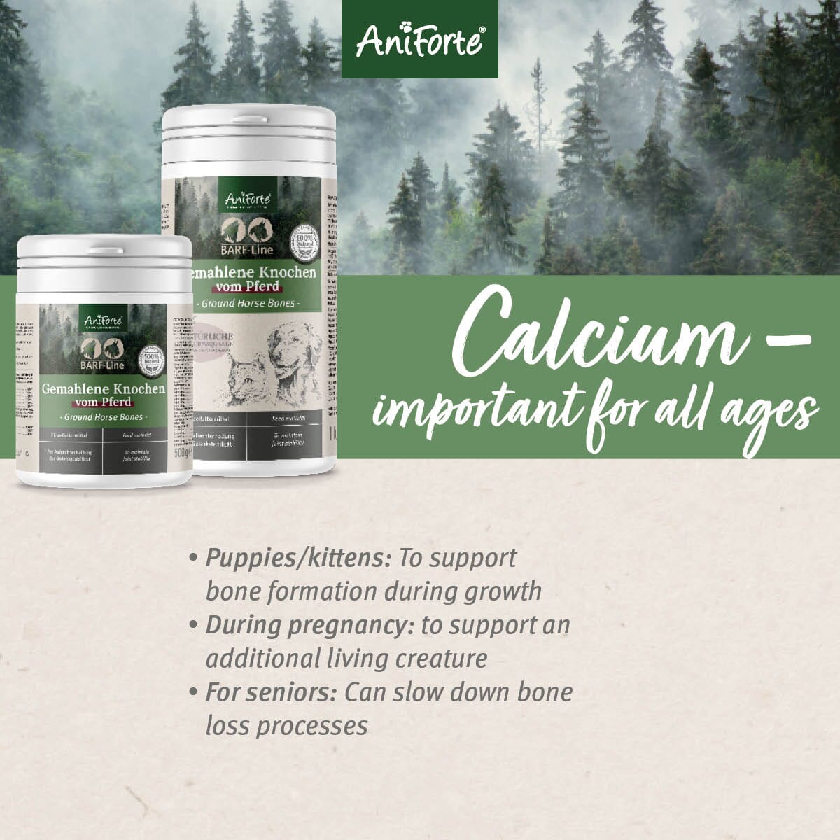 Ground Horse Bones - Natural Calcium Supplement for Dogs & Cats - AniForte UK