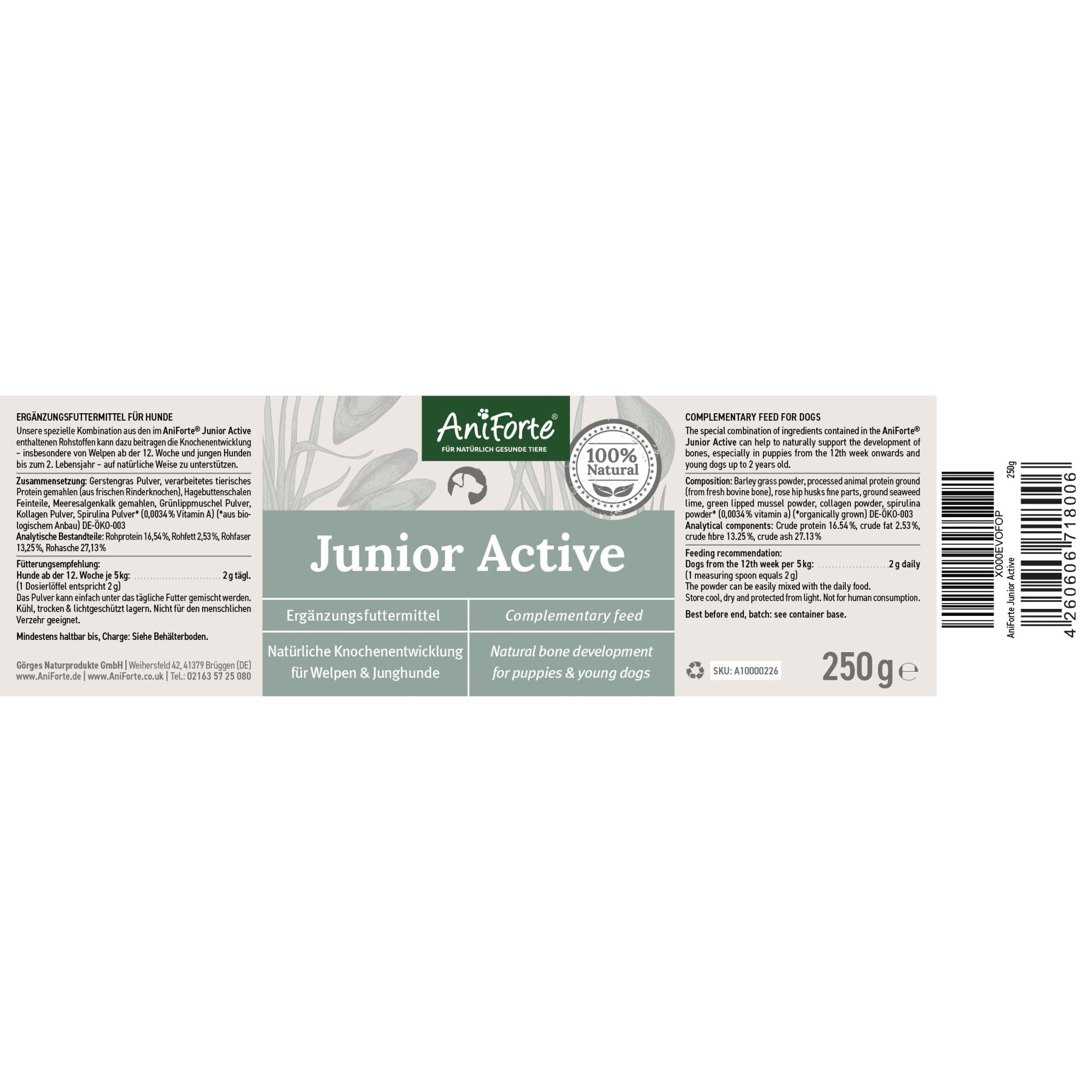 Junior Active Supplement 250g - Supports Healthy Development - AniForte UK