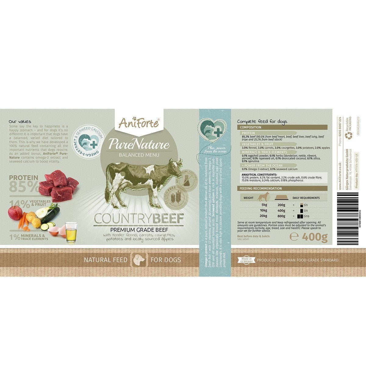 PureNature Country Beef - Wet Food for Dogs - AniForte UK