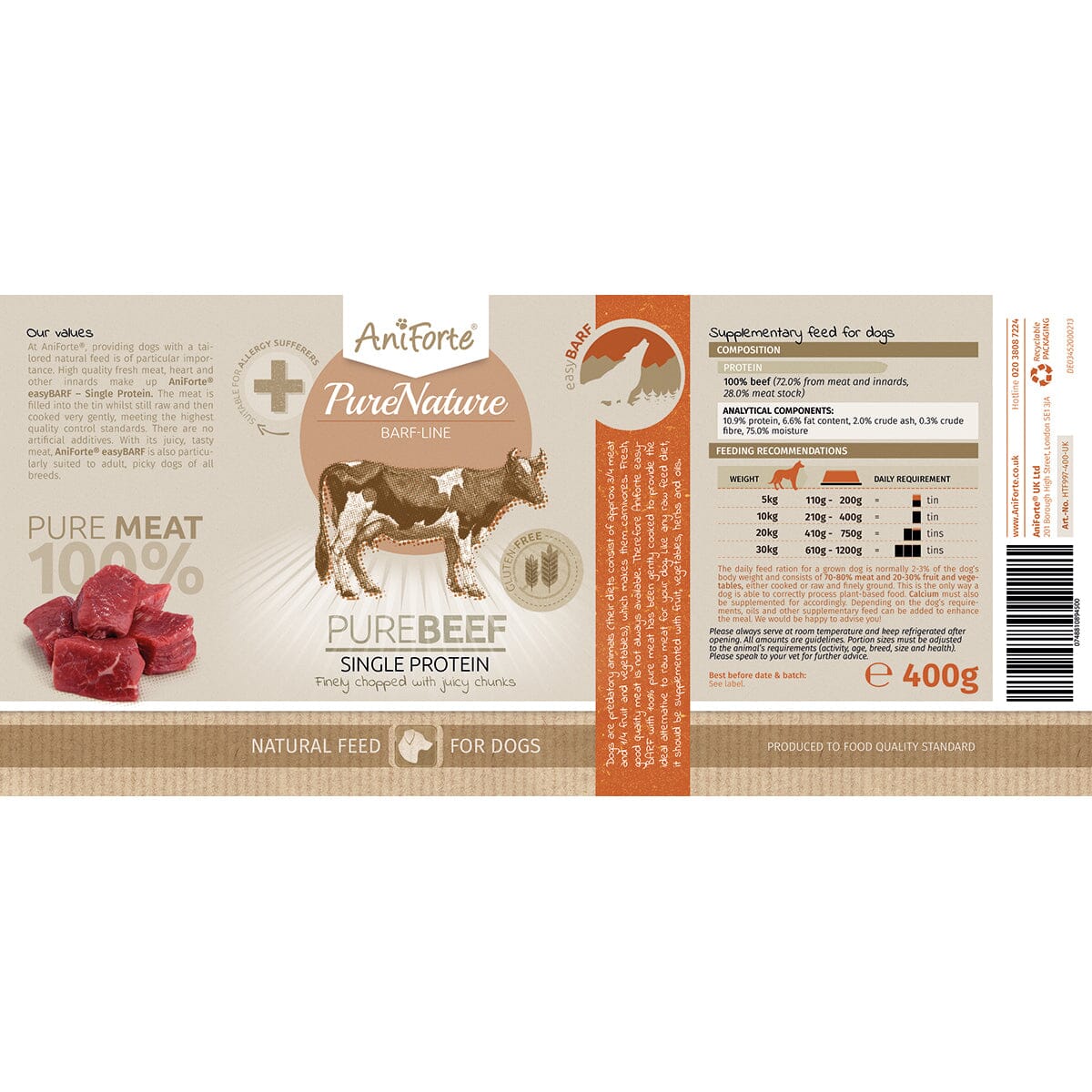 PureNature Pure Beef - Wet food for Dogs - AniForte UK