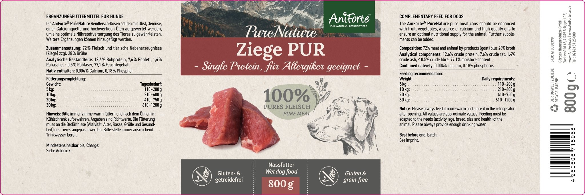 PureNature Pure Goat - Wet food for Dogs - AniForte UK