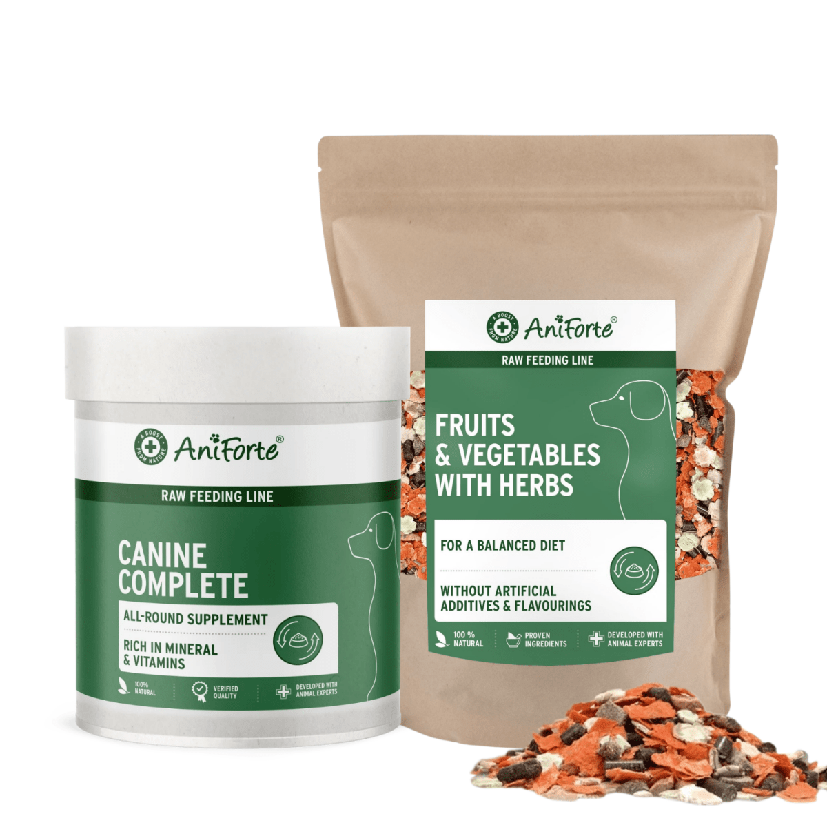 Raw Feeders Essentials Bundle - Canine Complete and Fruit and Vegetables with Herbs - AniForte UK