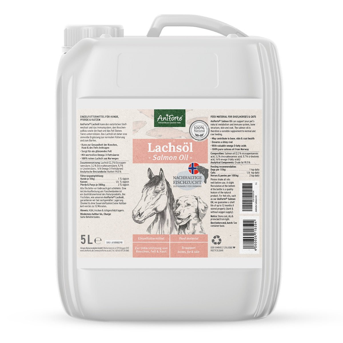 Salmon Oil for Dog, Cat & Horse - Natural Omega-3 EPA - AniForte UK