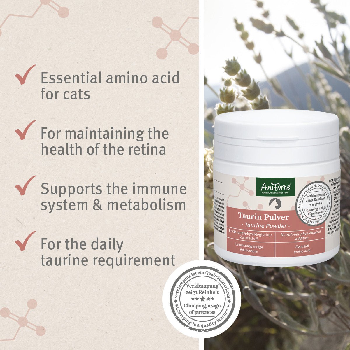 Taurine Powder for Cats - 100g - Essential Amino Acid Supplement - AniForte UK